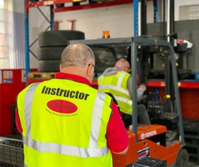 Instructor conducting a Forklift training session