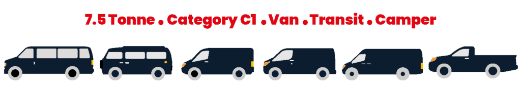 7.5 Tonne, Category C1, Van, Transit and Camper van icons