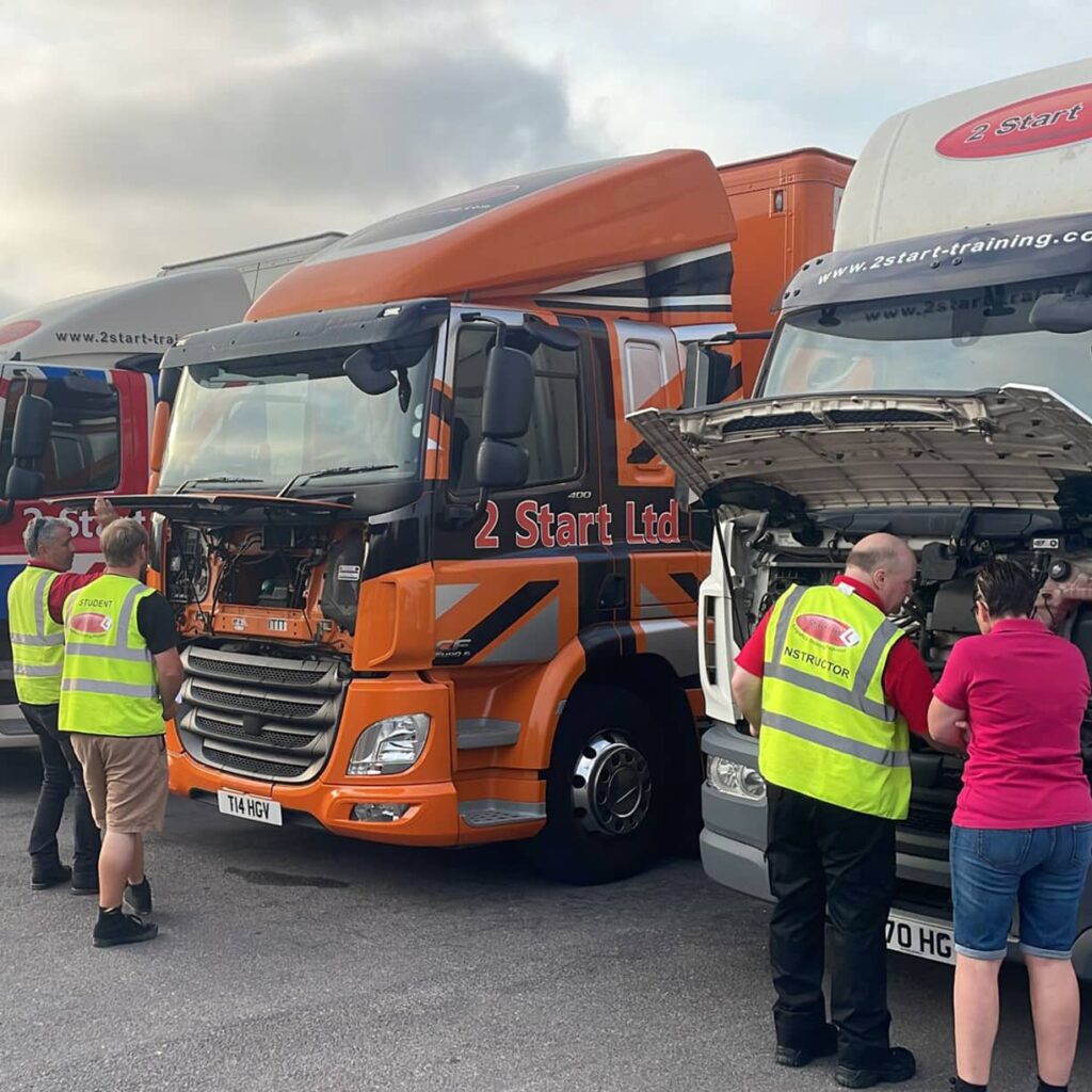 HGV vehicle checks being completed before driver training