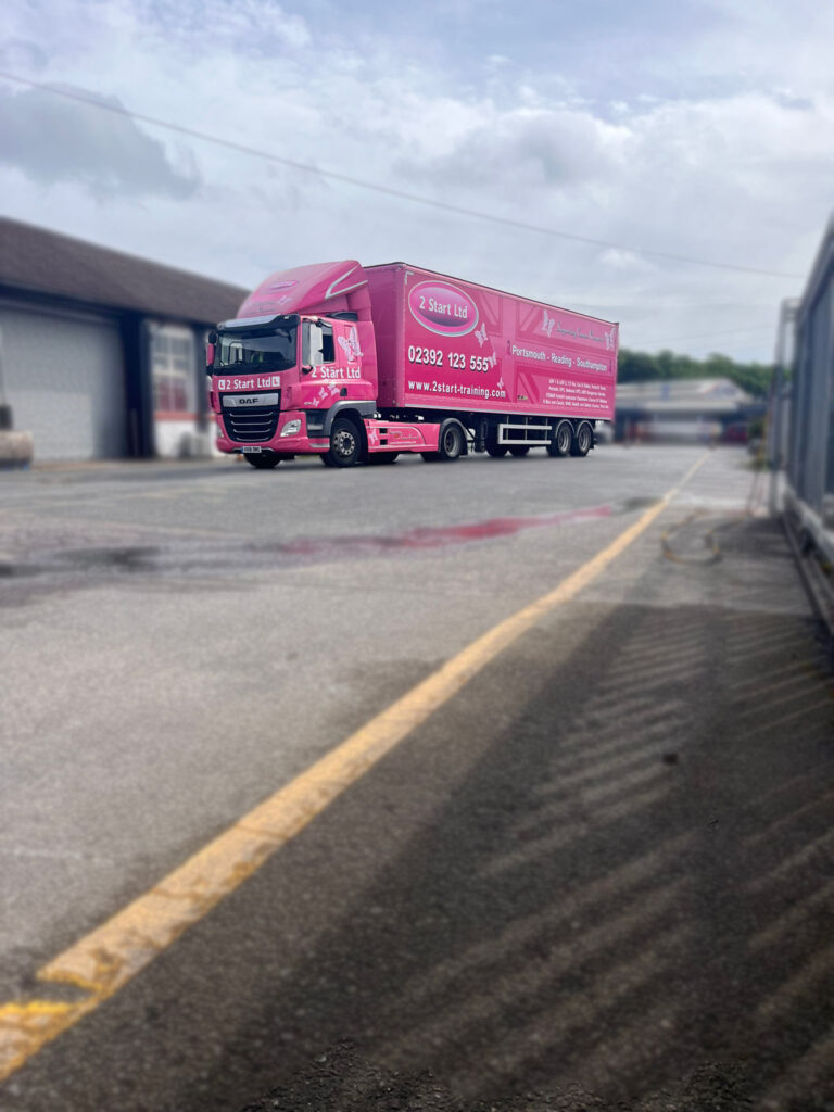 Pink Category C+E completing 3a off-road LGV Test