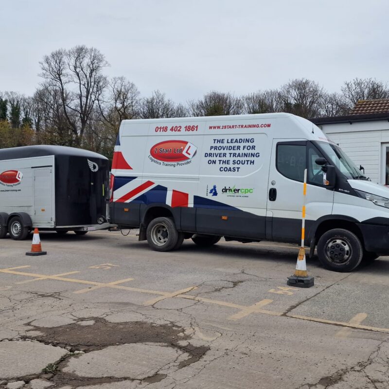 Van and trailer parked at Portsmouth
